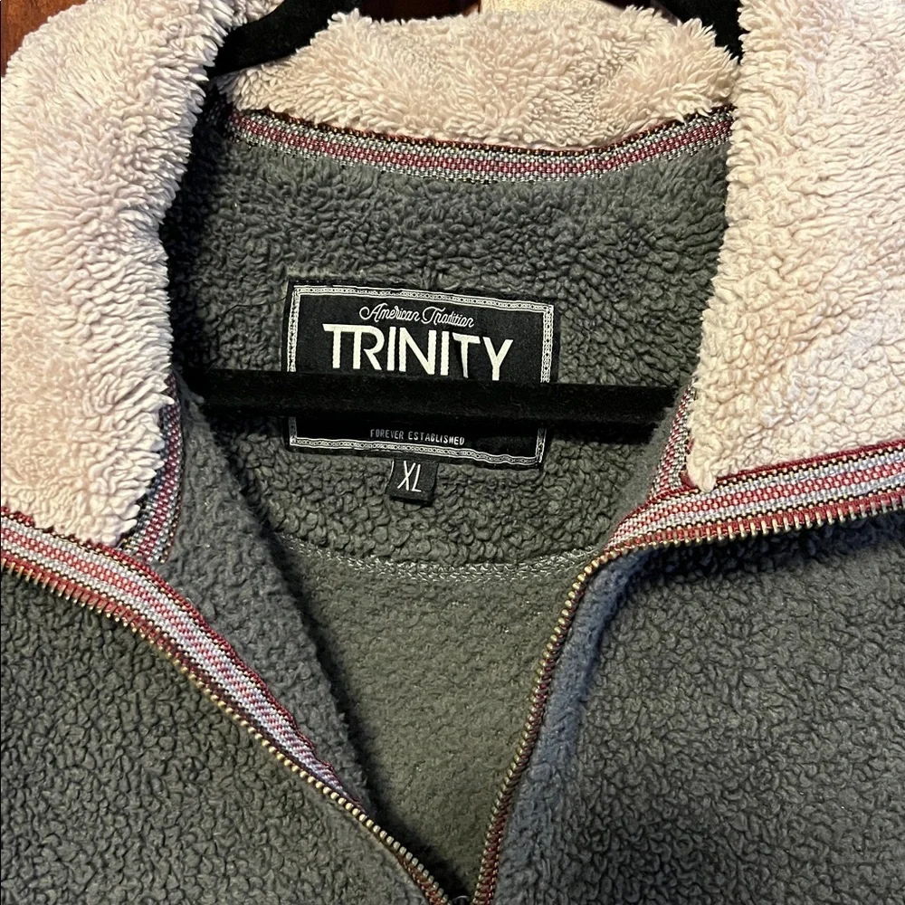 Trinity American Tradition Men's Gray 1/4 Zip Fleece Sherpa Pullover Jacket XL